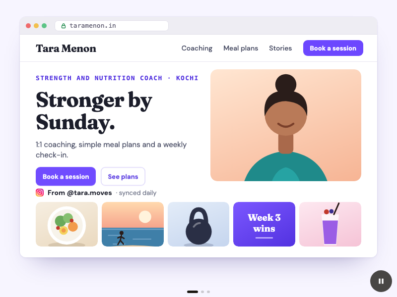A coaching site taking paid bookings