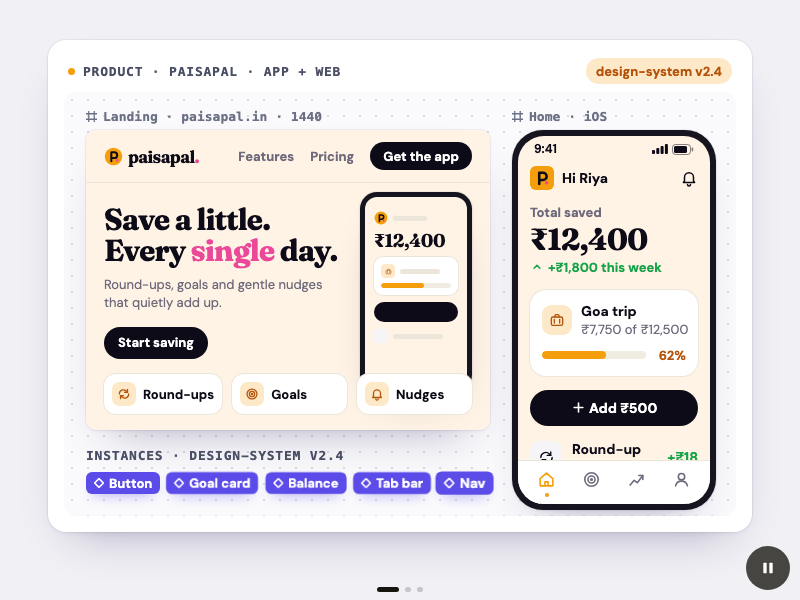 A landing page and an app flow being designed together