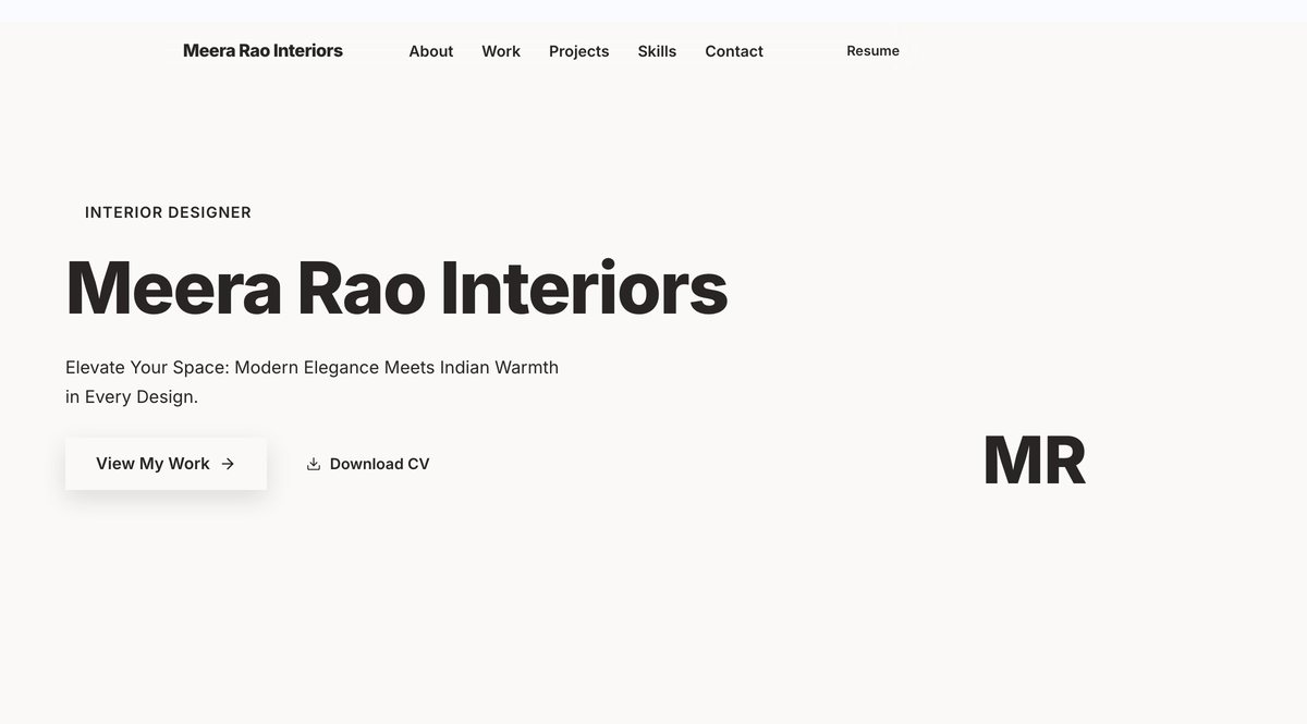 Meera Rao Interiors website